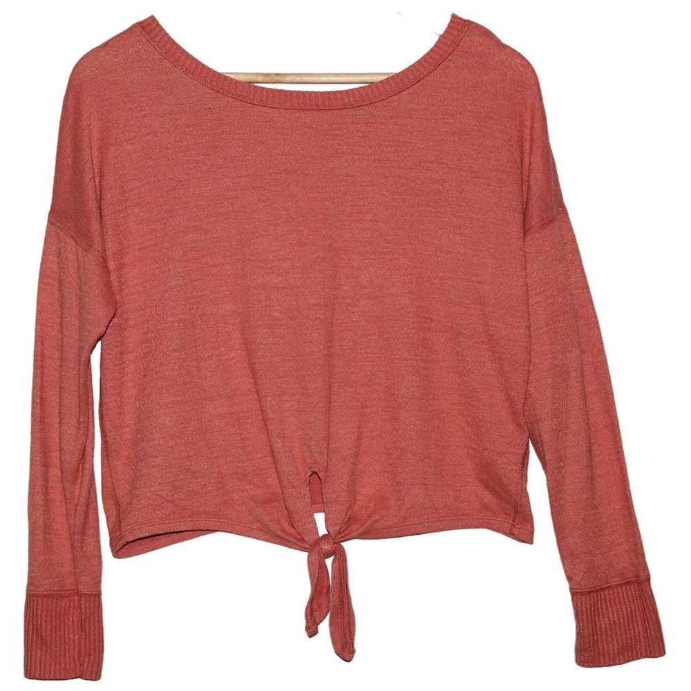 Women's Abercrombie & Fitch Orange Knit Cropped Scoop Neck Sweater Size Small S